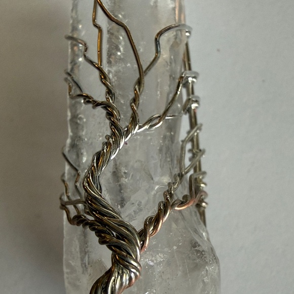 Tree of Life Raw Crystal Wire Wrapped Pendant Necklace - Picture 4 of 6